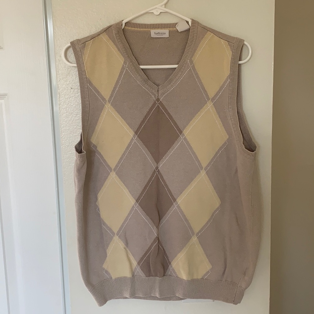Tan Argyle Sweater Vest